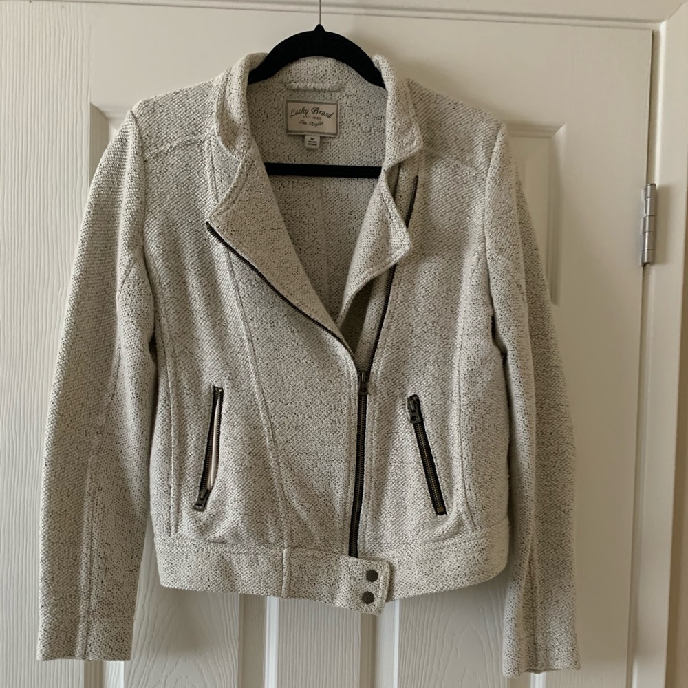 Moto style sweater jacket